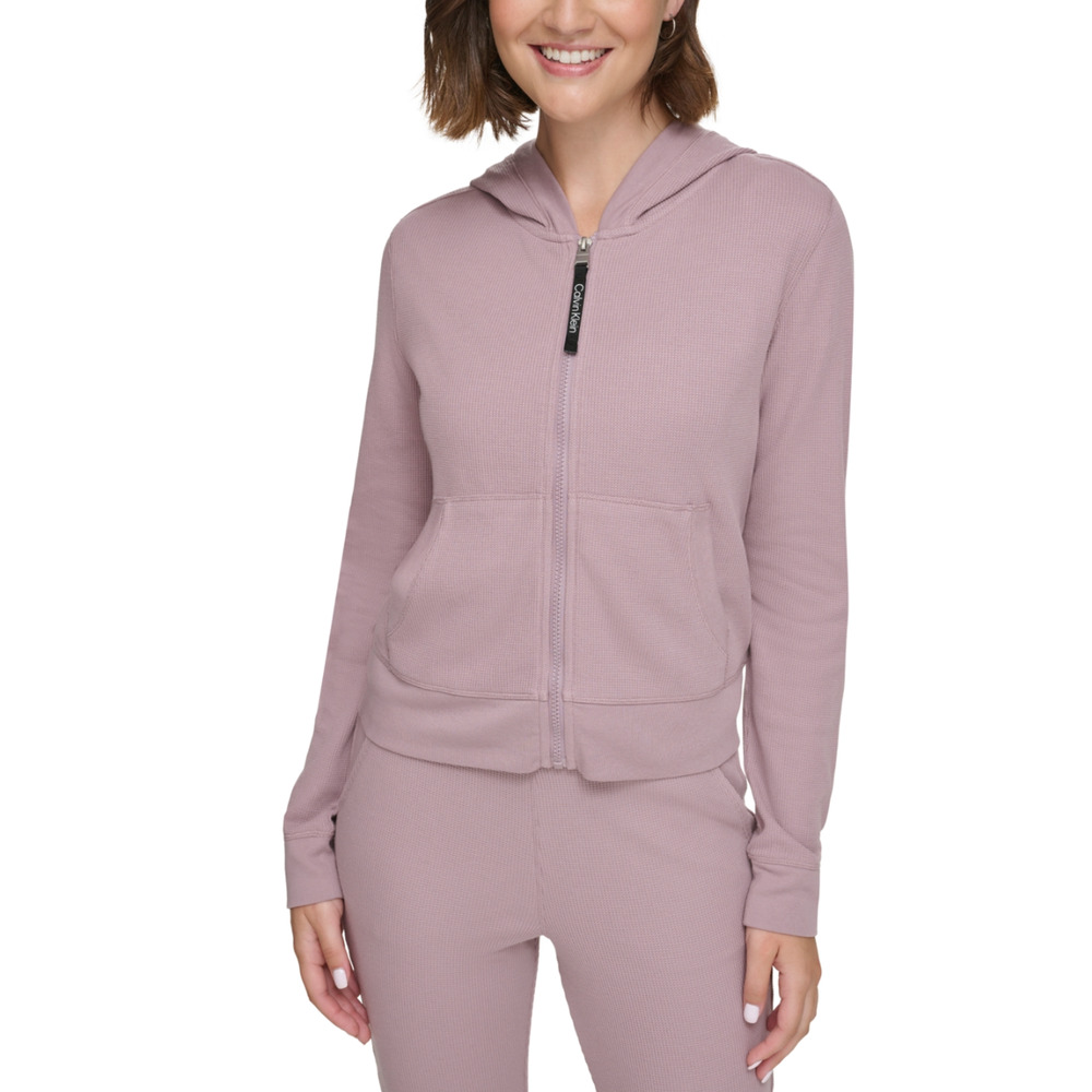 Calvin Klein Performance Women Thermal Zip Front Hoodie Stardust Size XL